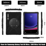 Samsung Galaxy Tab S10 Ultra X920 / S9 Ultra X910 / S8 Ultra X900 X906-etui med stativ, PC + silikonebeskyttelse til tablet