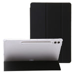 For Samsung Galaxy Tab S10+ Case Tri-Fold Stand Leather+TPU+Acrylic Clear Back Tablet Cover