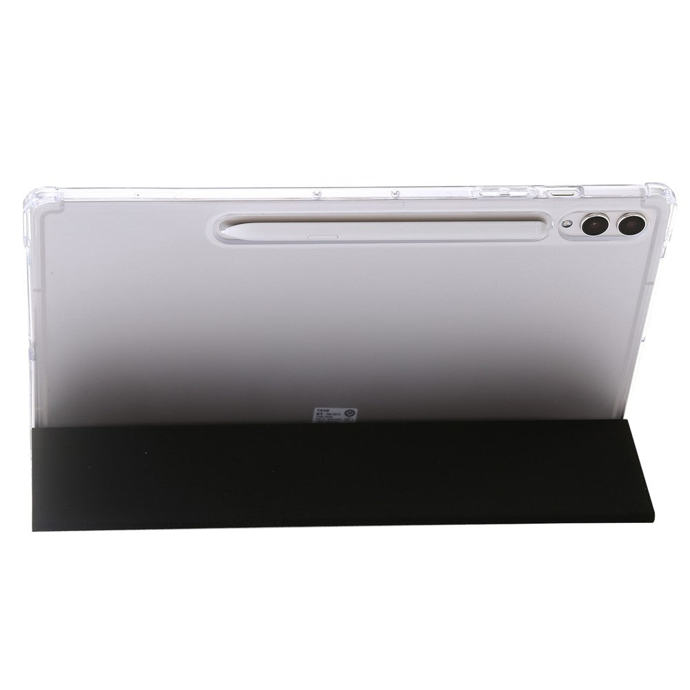 For Samsung Galaxy Tab S10+ Case Tri-Fold Stand Leather+TPU+Acrylic Clear Back Tablet Cover