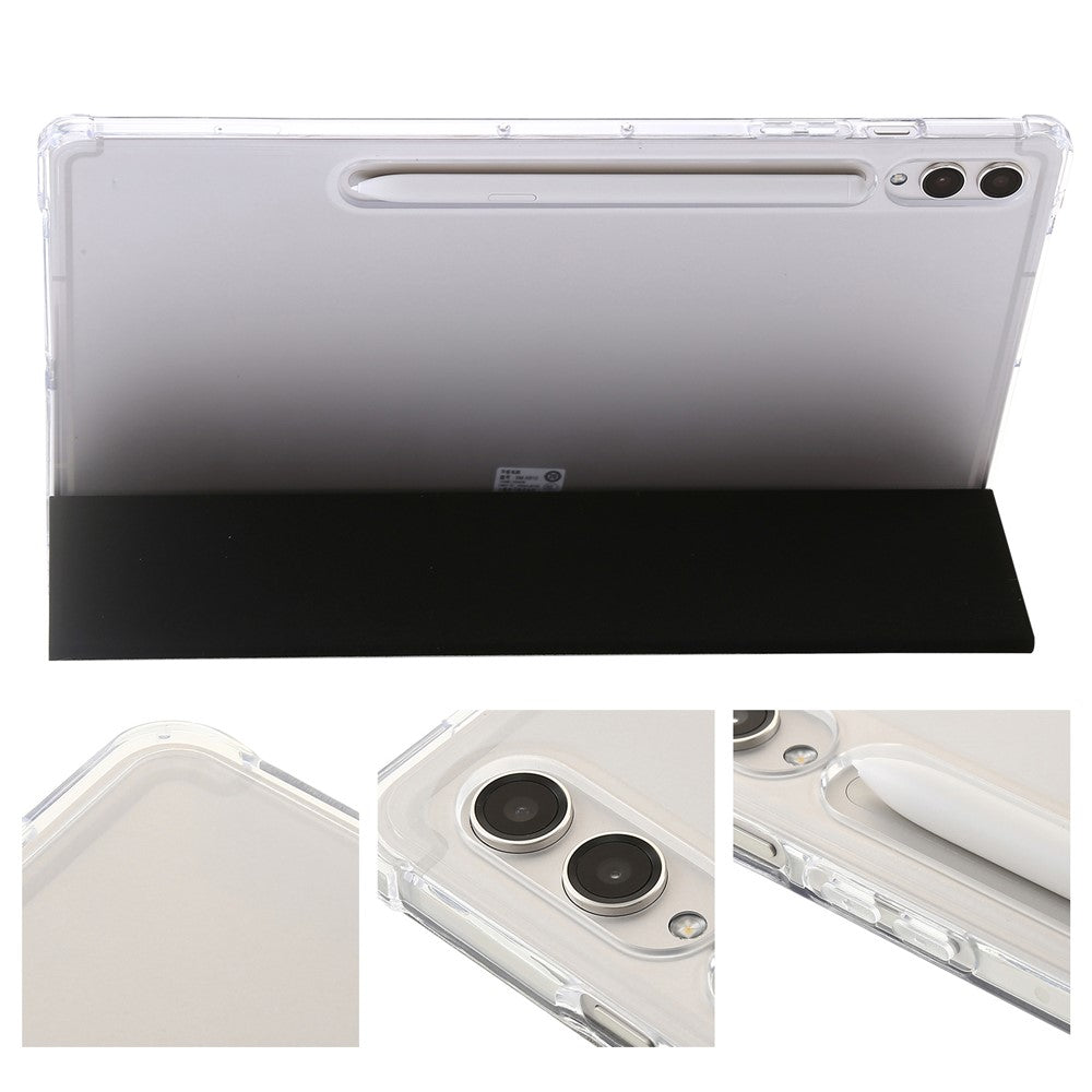 For Samsung Galaxy Tab S10+ Case Tri-Fold Stand Leather+TPU+Acrylic Clear Back Tablet Cover