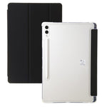 For Samsung Galaxy Tab S10+ Case Tri-Fold Stand Leather+TPU+Acrylic Clear Back Tablet Cover
