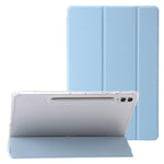 For Samsung Galaxy Tab S10+ Case Tri-Fold Stand Leather+TPU+Acrylic Clear Back Tablet Cover