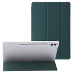 For Samsung Galaxy Tab S10+ Case Tri-Fold Stand Leather+TPU+Acrylic Clear Back Tablet Cover
