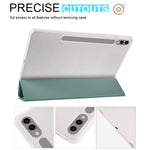 For Samsung Galaxy Tab S10+ Case with Pen Slot Tri-Fold Stand PU Leather+TPU Tablet Cover Auto Wake  /  Sleep