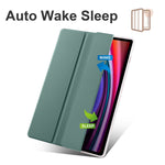 For Samsung Galaxy Tab S10+ Case with Pen Slot Tri-Fold Stand PU Leather+TPU Tablet Cover Auto Wake  /  Sleep