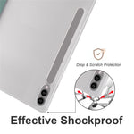 For Samsung Galaxy Tab S10+ Case with Pen Slot Tri-Fold Stand PU Leather+TPU Tablet Cover Auto Wake  /  Sleep