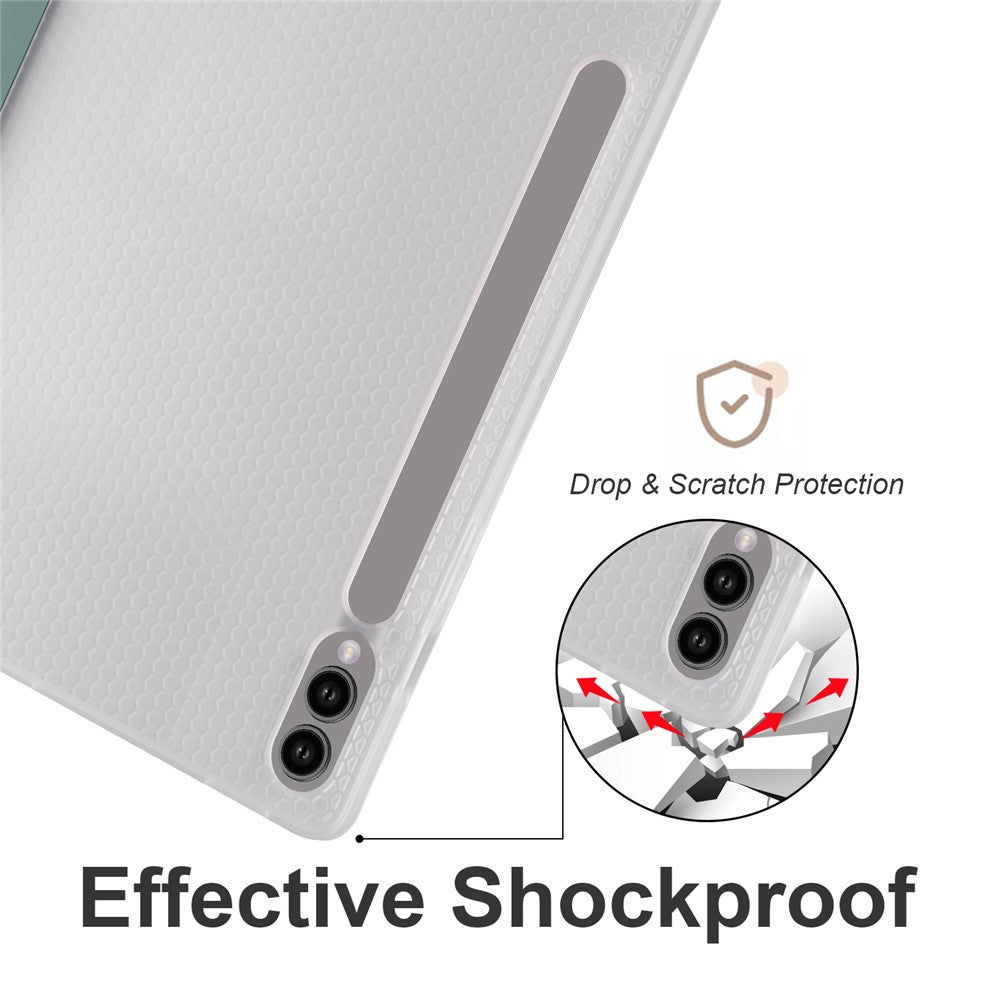 For Samsung Galaxy Tab S10+ Case with Pen Slot Tri-Fold Stand PU Leather+TPU Tablet Cover Auto Wake  /  Sleep