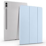 For Samsung Galaxy Tab S10+ Case with Pen Slot Tri-Fold Stand PU Leather+TPU Tablet Cover Auto Wake  /  Sleep
