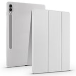 For Samsung Galaxy Tab S10+ Case with Pen Slot Tri-Fold Stand PU Leather+TPU Tablet Cover Auto Wake  /  Sleep