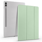 For Samsung Galaxy Tab S10+ Case with Pen Slot Tri-Fold Stand PU Leather+TPU Tablet Cover Auto Wake  /  Sleep