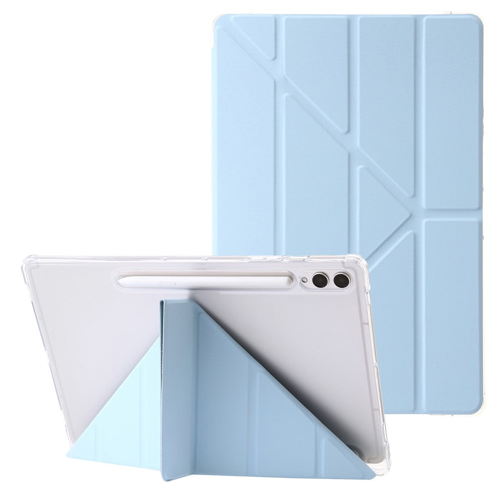 For Samsung Galaxy Tab S10+ Case PU Leather Origami Stand Clear Tablet Cover