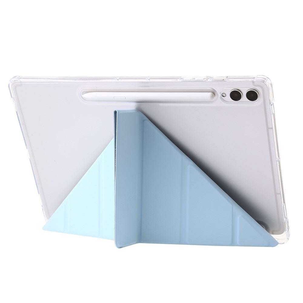 For Samsung Galaxy Tab S10+ Case PU Leather Origami Stand Clear Tablet Cover