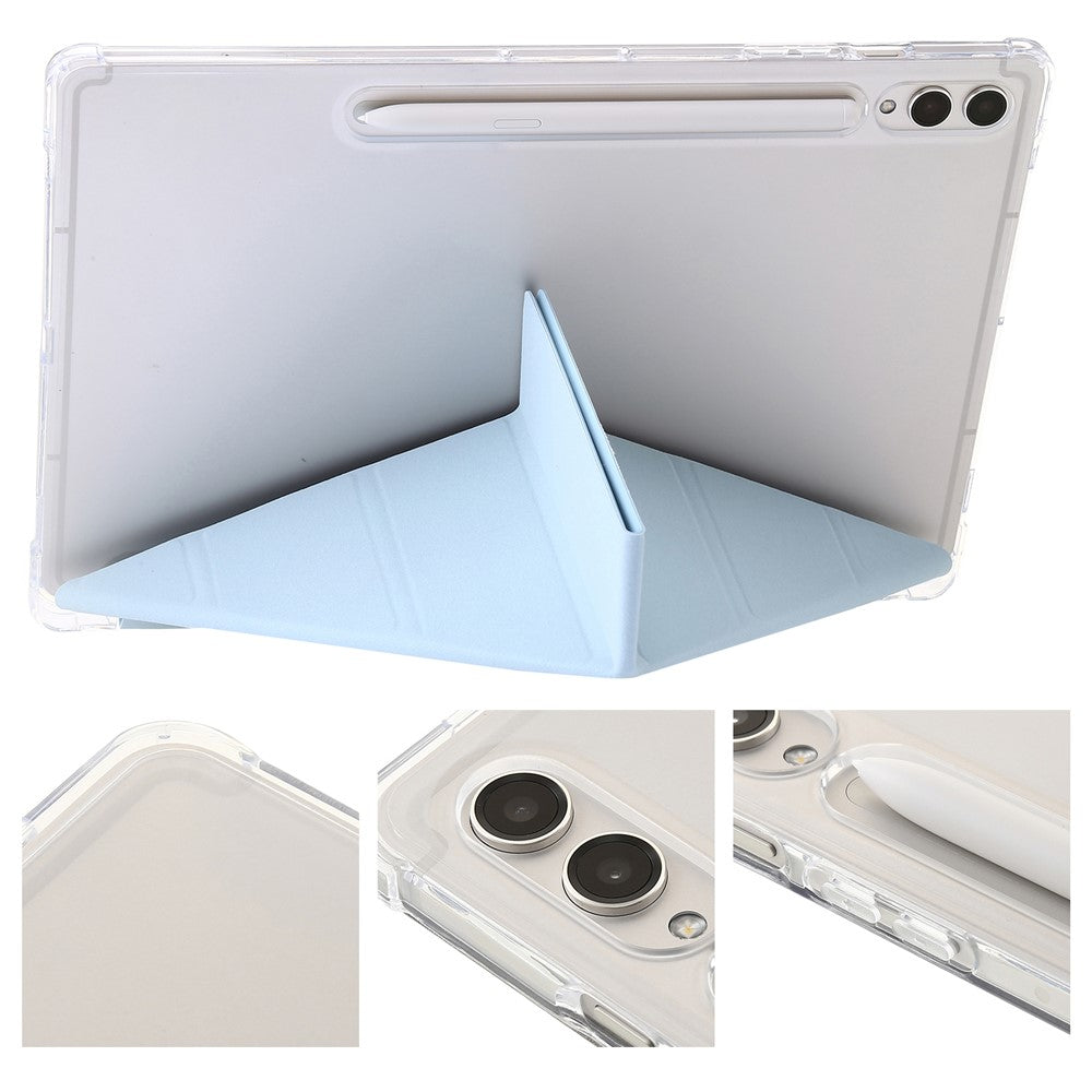 For Samsung Galaxy Tab S10+ Case PU Leather Origami Stand Clear Tablet Cover