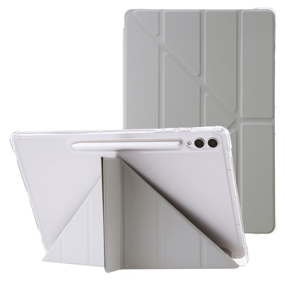 For Samsung Galaxy Tab S10+ Case PU Leather Origami Stand Clear Tablet Cover
