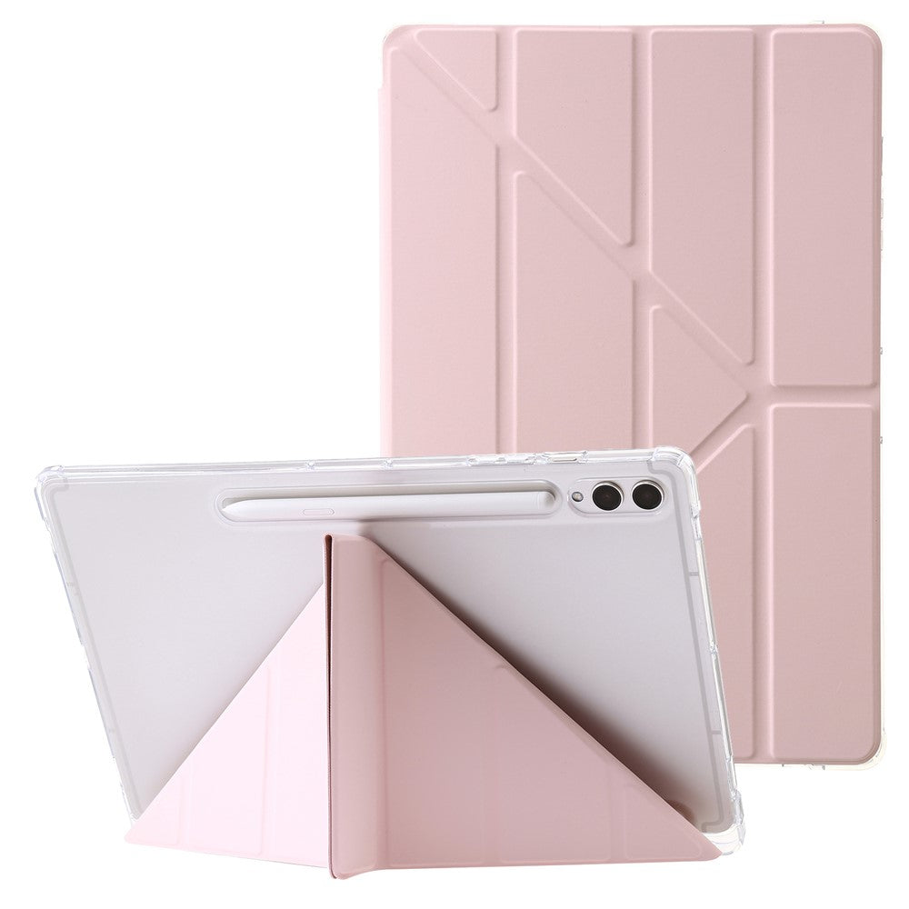For Samsung Galaxy Tab S10+ Case PU Leather Origami Stand Clear Tablet Cover