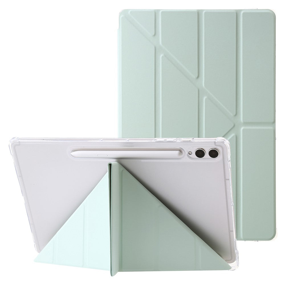 For Samsung Galaxy Tab S10+ Case PU Leather Origami Stand Clear Tablet Cover