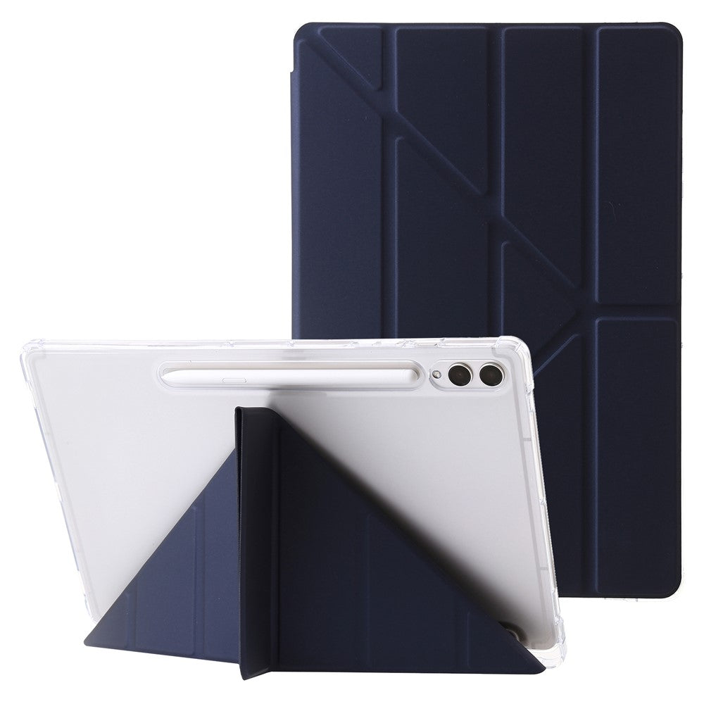 For Samsung Galaxy Tab S10+ Case PU Leather Origami Stand Clear Tablet Cover