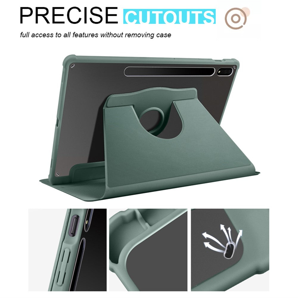 For Samsung Galaxy Tab S10+ Case 360 Degree Rotating Stand PU Leather+Acrylic Tablet Cover