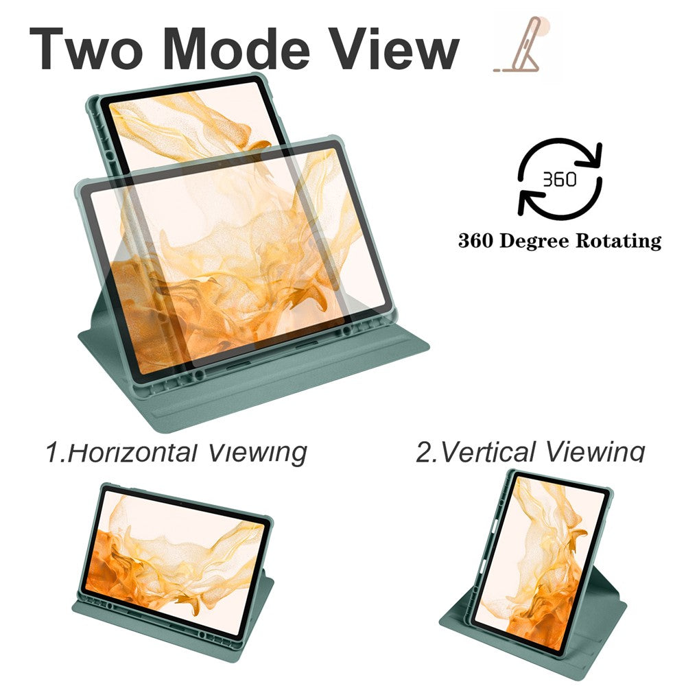 For Samsung Galaxy Tab S10+ Case 360 Degree Rotating Stand PU Leather+Acrylic Tablet Cover