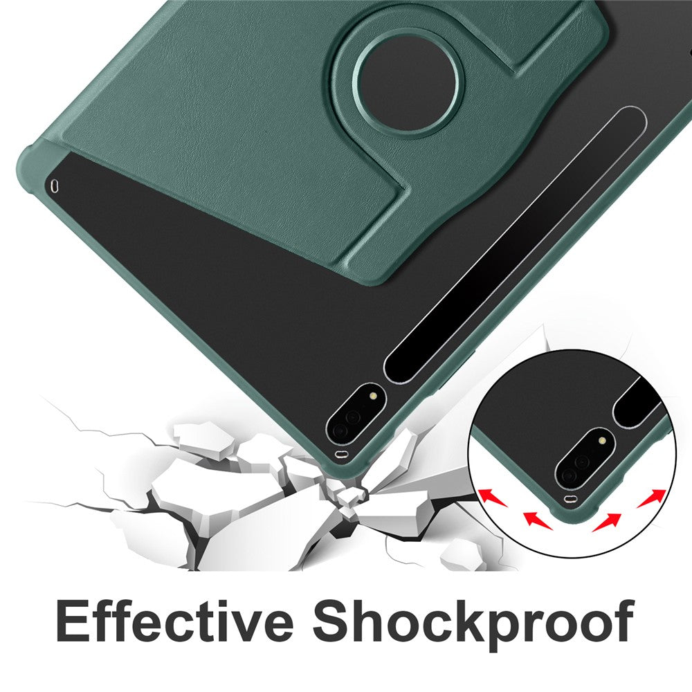 For Samsung Galaxy Tab S10+ Case 360 Degree Rotating Stand PU Leather+Acrylic Tablet Cover