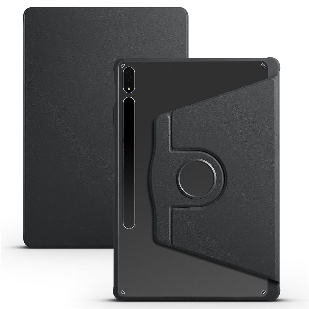For Samsung Galaxy Tab S10+ Case 360 Degree Rotating Stand PU Leather+Acrylic Tablet Cover