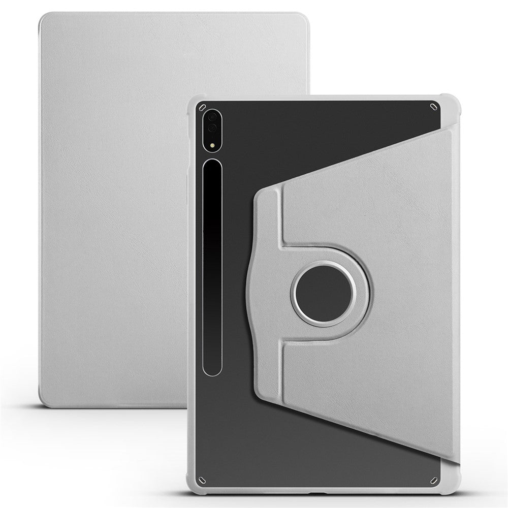 For Samsung Galaxy Tab S10+ Case 360 Degree Rotating Stand PU Leather+Acrylic Tablet Cover