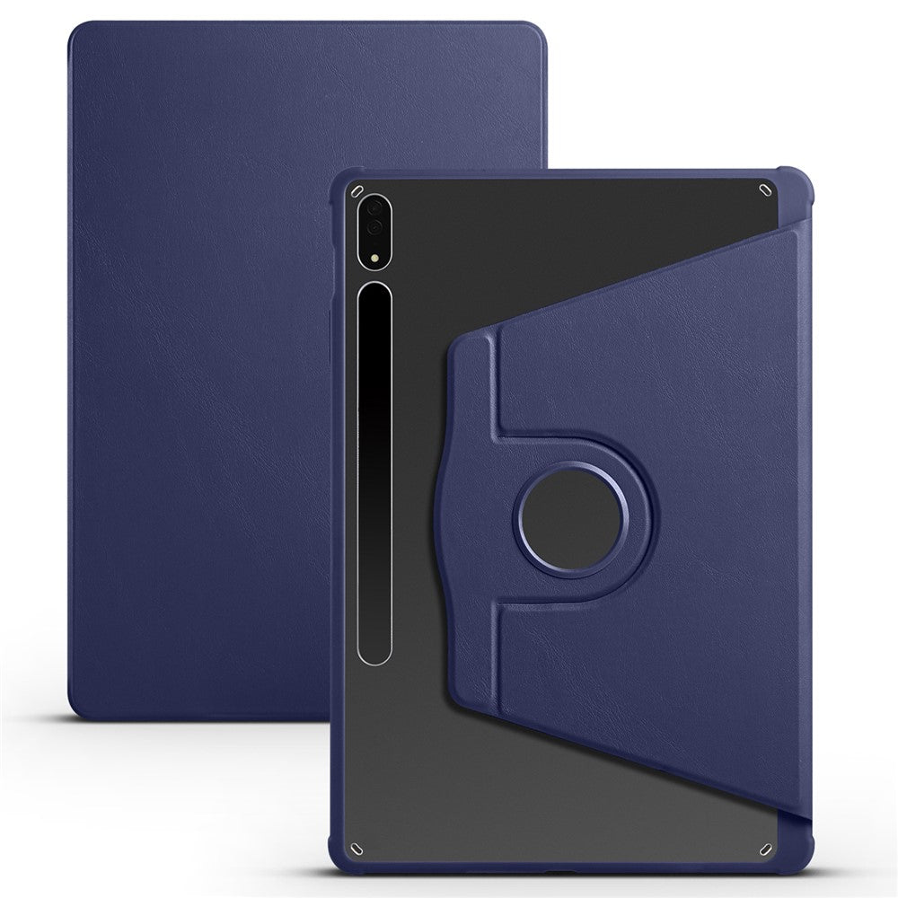 For Samsung Galaxy Tab S10+ Case 360 Degree Rotating Stand PU Leather+Acrylic Tablet Cover