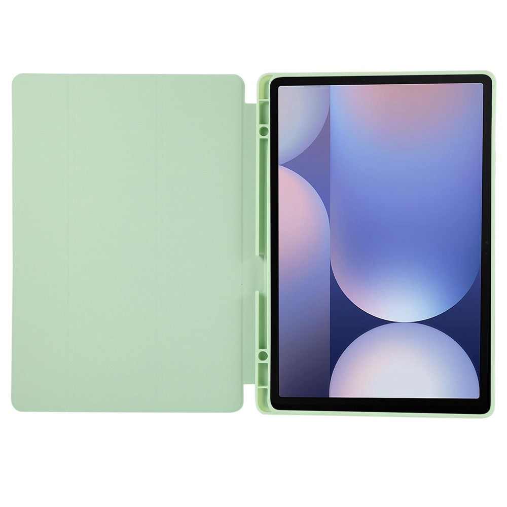 Til Samsung Galaxy Tab S10+ Cover med Penneholder Enkel Farve Tredobbelt Stativ PU Læder+TPU Tabletcover