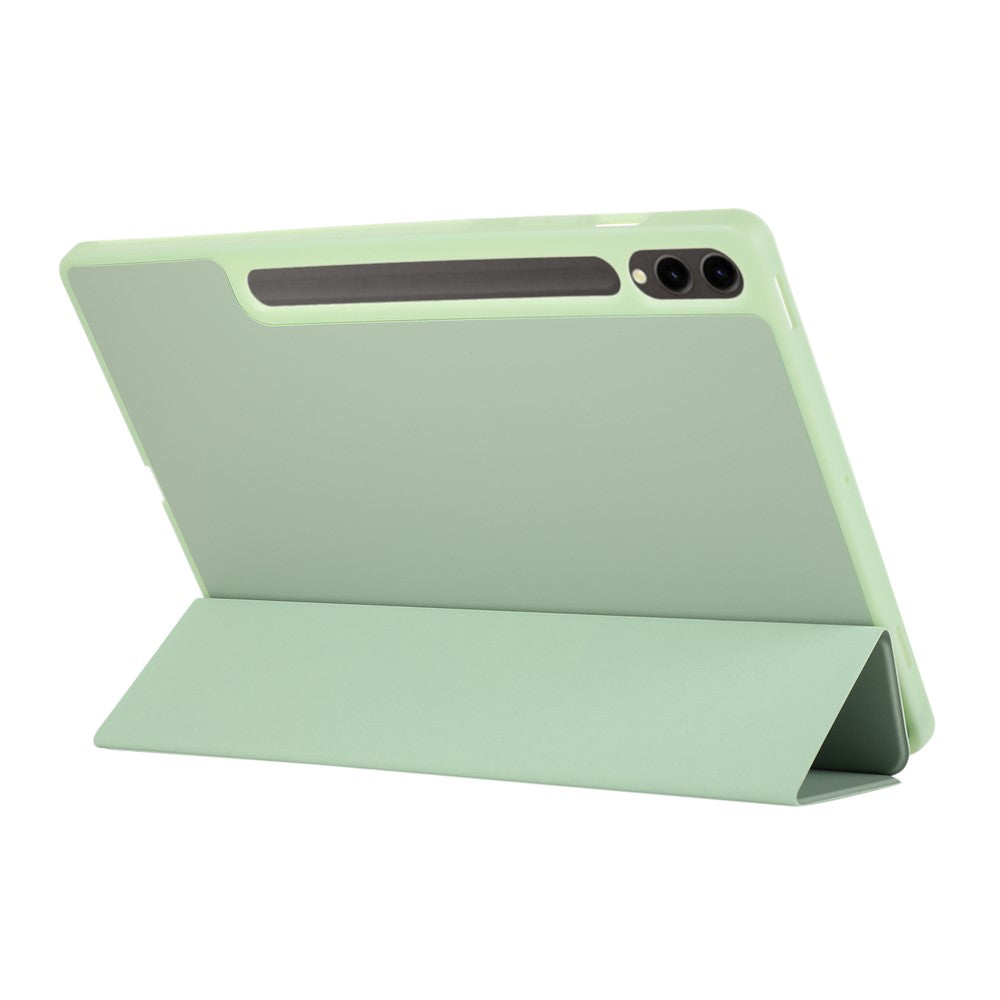 Til Samsung Galaxy Tab S10+ Cover med Penneholder Enkel Farve Tredobbelt Stativ PU Læder+TPU Tabletcover