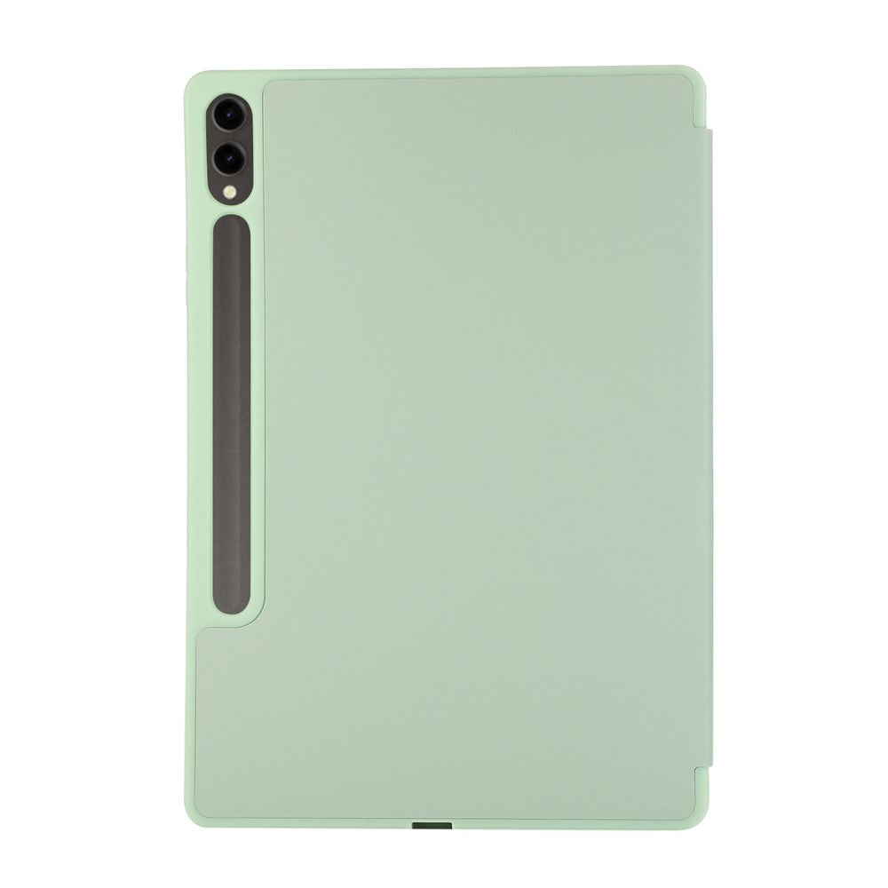 Til Samsung Galaxy Tab S10+ Cover med Penneholder Enkel Farve Tredobbelt Stativ PU Læder+TPU Tabletcover