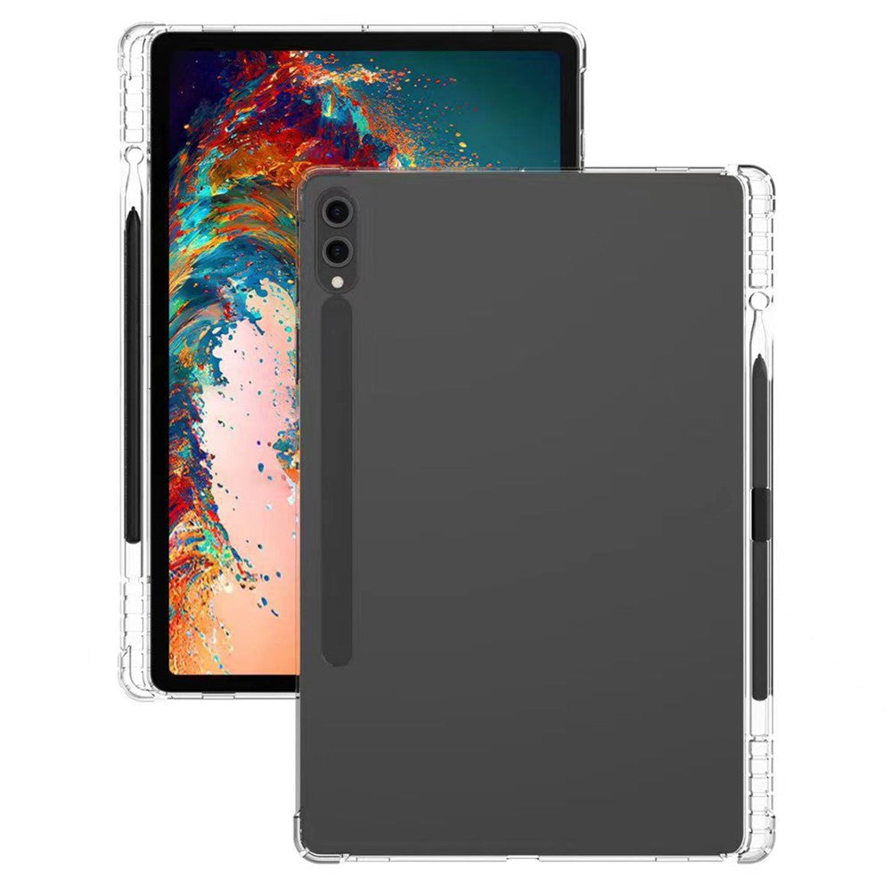 Til Samsung Galaxy Tab S10+ Cover Forstærket Fire Hjørner Anti-fald Gennemsigtigt TPU Tabletcover med Penholder