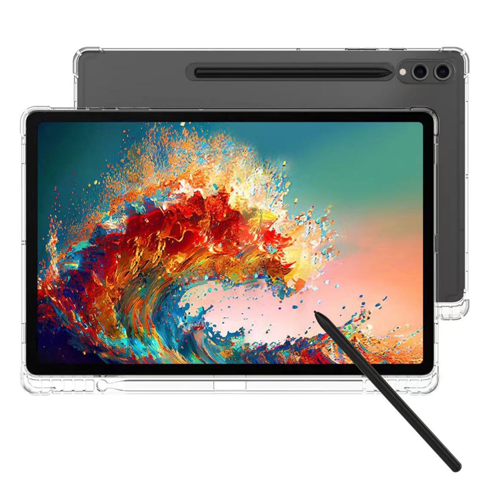 Til Samsung Galaxy Tab S10+ Cover Forstærket Fire Hjørner Anti-fald Gennemsigtigt TPU Tabletcover med Penholder