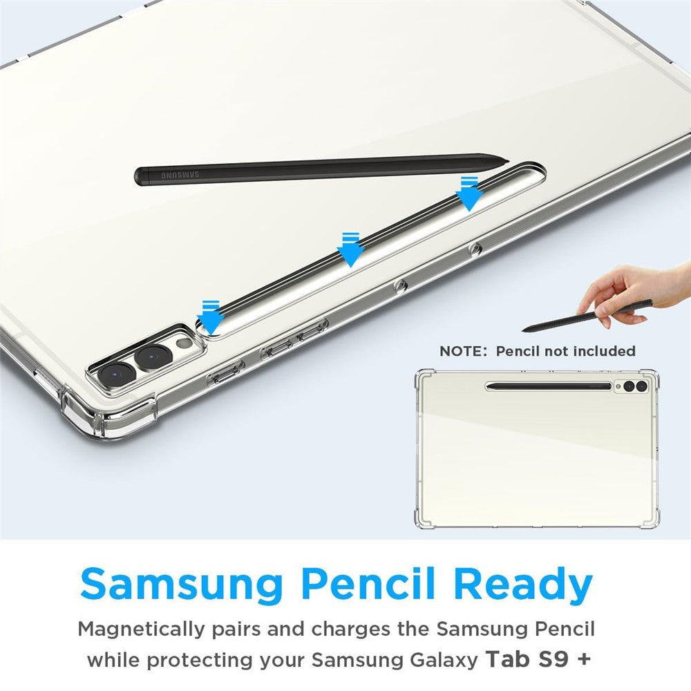 Til Samsung Galaxy Tab S10+ Cover Stødsikkert Gennemsigtigt Tablet TPU Cover med Fire Hjørner