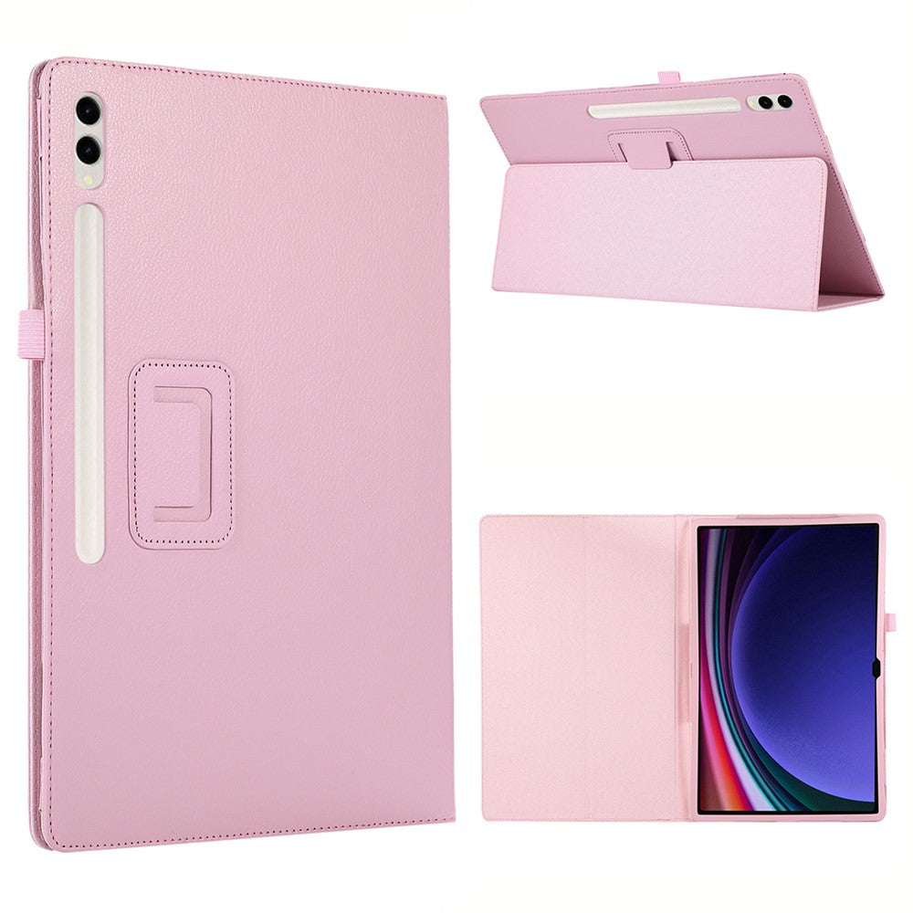 For Samsung Galaxy Tab S10 Ultra Case Bi-Fold Stand Leather Tablet Cover Litchi Texture