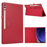 For Samsung Galaxy Tab S10 Ultra Case Bi-Fold Stand Leather Tablet Cover Litchi Texture
