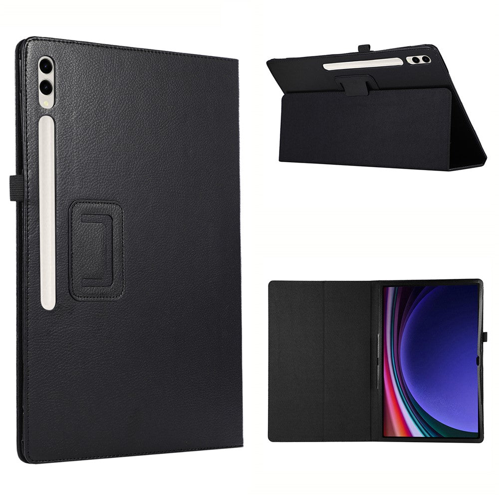 For Samsung Galaxy Tab S10 Ultra Case Bi-Fold Stand Leather Tablet Cover Litchi Texture