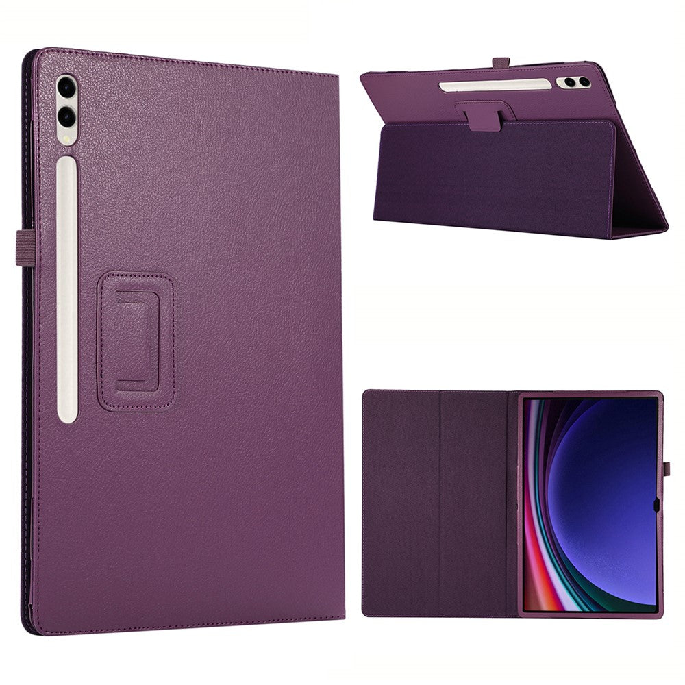 For Samsung Galaxy Tab S10 Ultra Case Bi-Fold Stand Leather Tablet Cover Litchi Texture