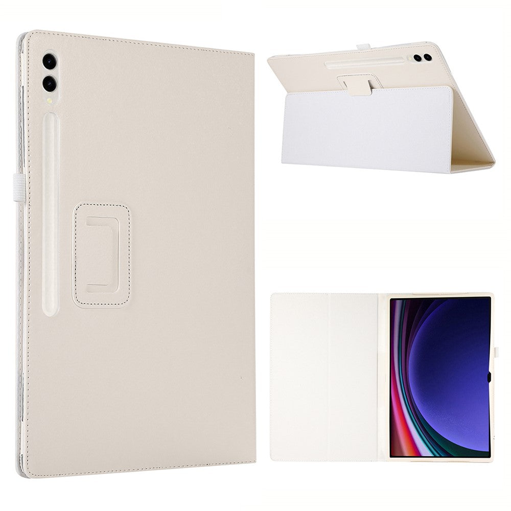 For Samsung Galaxy Tab S10 Ultra Case Bi-Fold Stand Leather Tablet Cover Litchi Texture