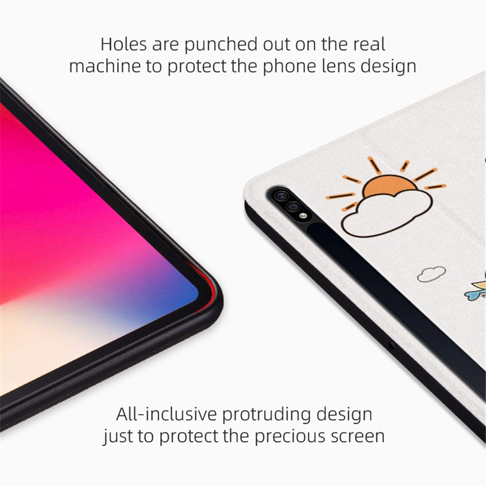 For Samsung Galaxy Tab S8+ / Tab S7+ / Tab S7 FE, Shockproof Case Cartoon Pattern Printed PU Leather Cover Auto Wake / Sleep Tablet Case with Stand