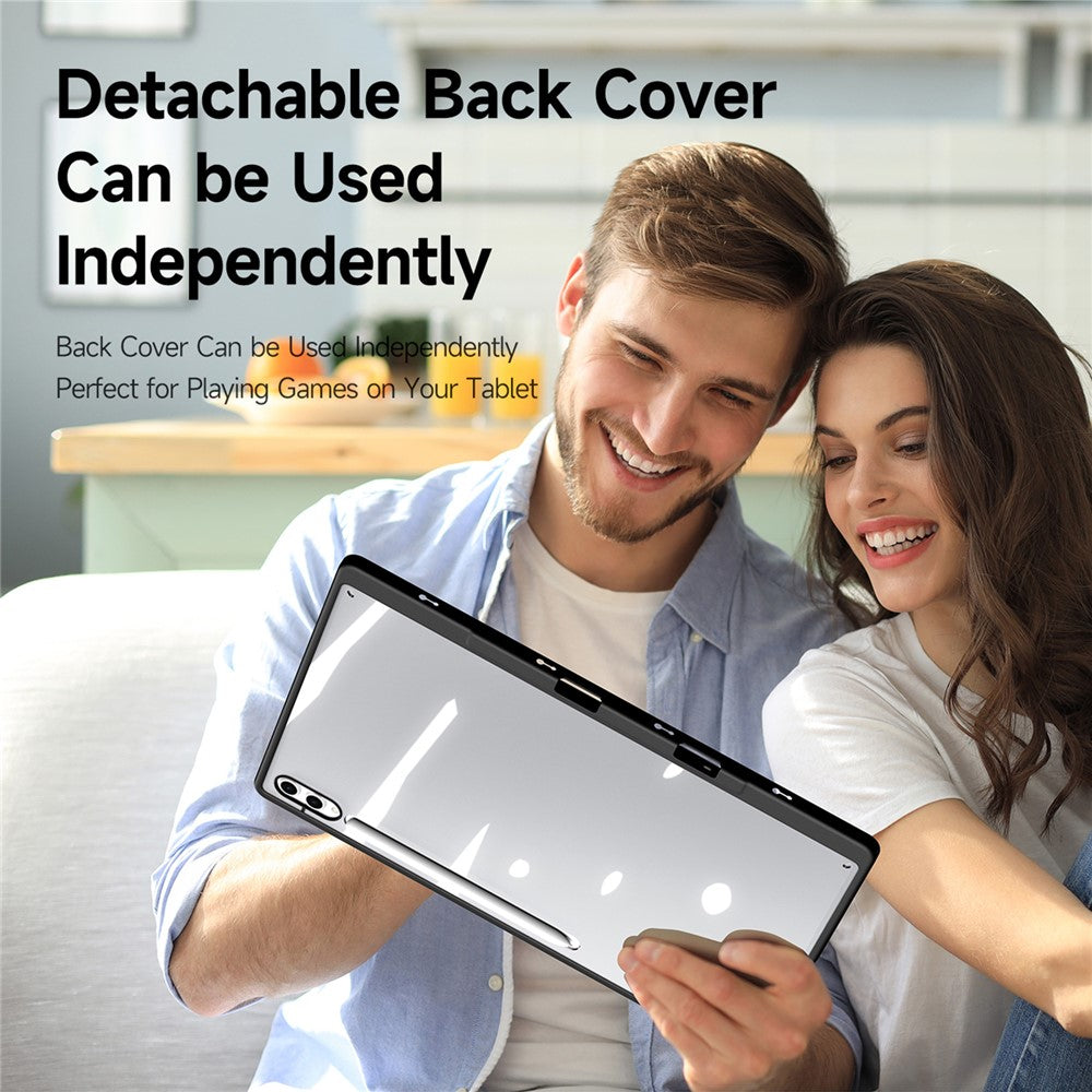 DUX DUCIS For Samsung Galaxy Tab S10 Ultra / Galaxy Tab S9 Ultra / Galaxy Tab S8 Ultra Case Magi Series Detachable Origami Stand Leather+PC+TPU Clear Back Cover