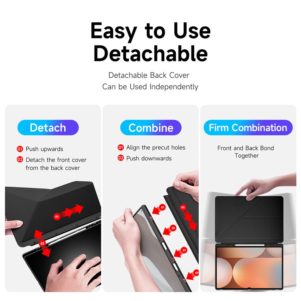 DUX DUCIS For Samsung Galaxy Tab S10 Ultra / Galaxy Tab S9 Ultra / Galaxy Tab S8 Ultra Case Magi Series Detachable Origami Stand Leather+PC+TPU Clear Back Cover