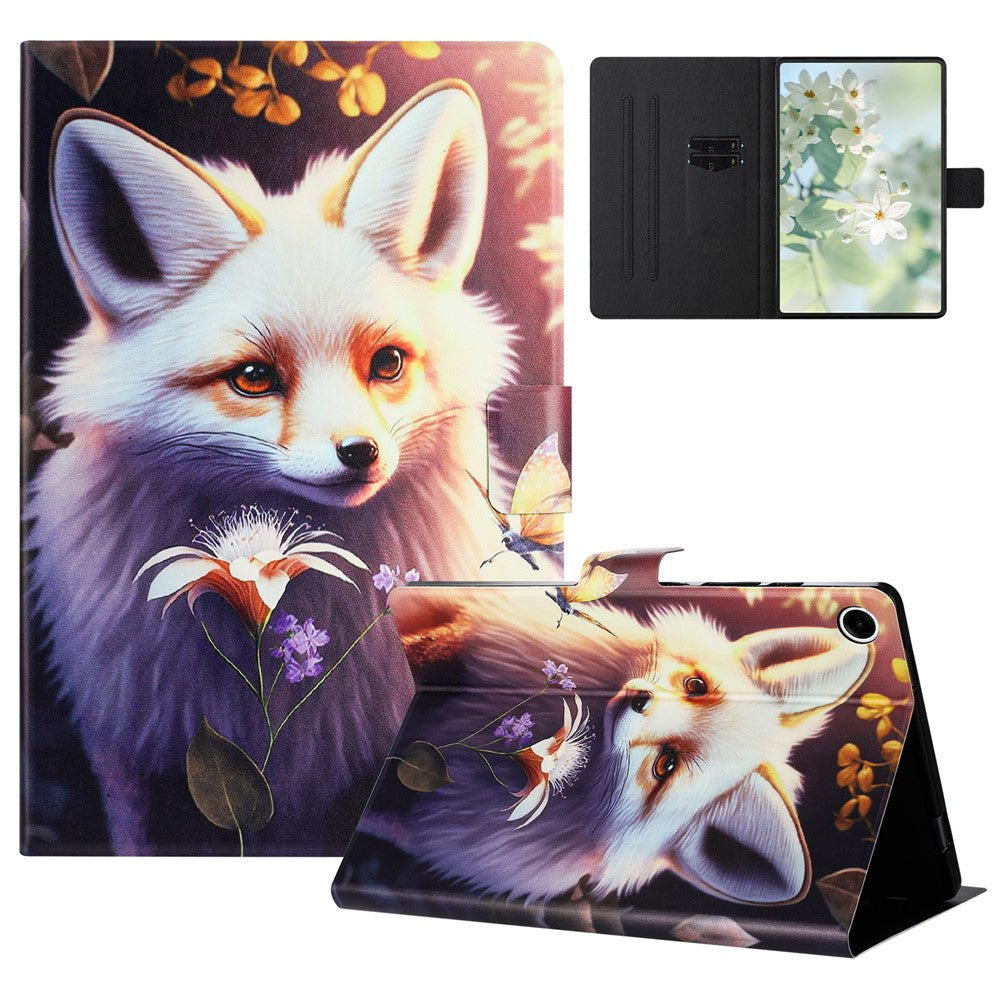 For Lenovo Tab M10 Plus (3rd Gen) TB-128F Case Pattern Printed Stand Litchi Texture Leather Tablet Cover with Card Slots