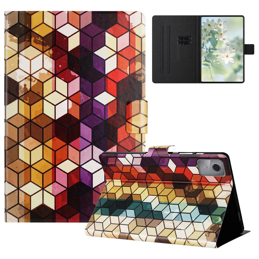 For Lenovo Tab M11 TB-330FU Case Pattern Printed Stand Litchi Texture Leather Tablet Cover with Card Slots