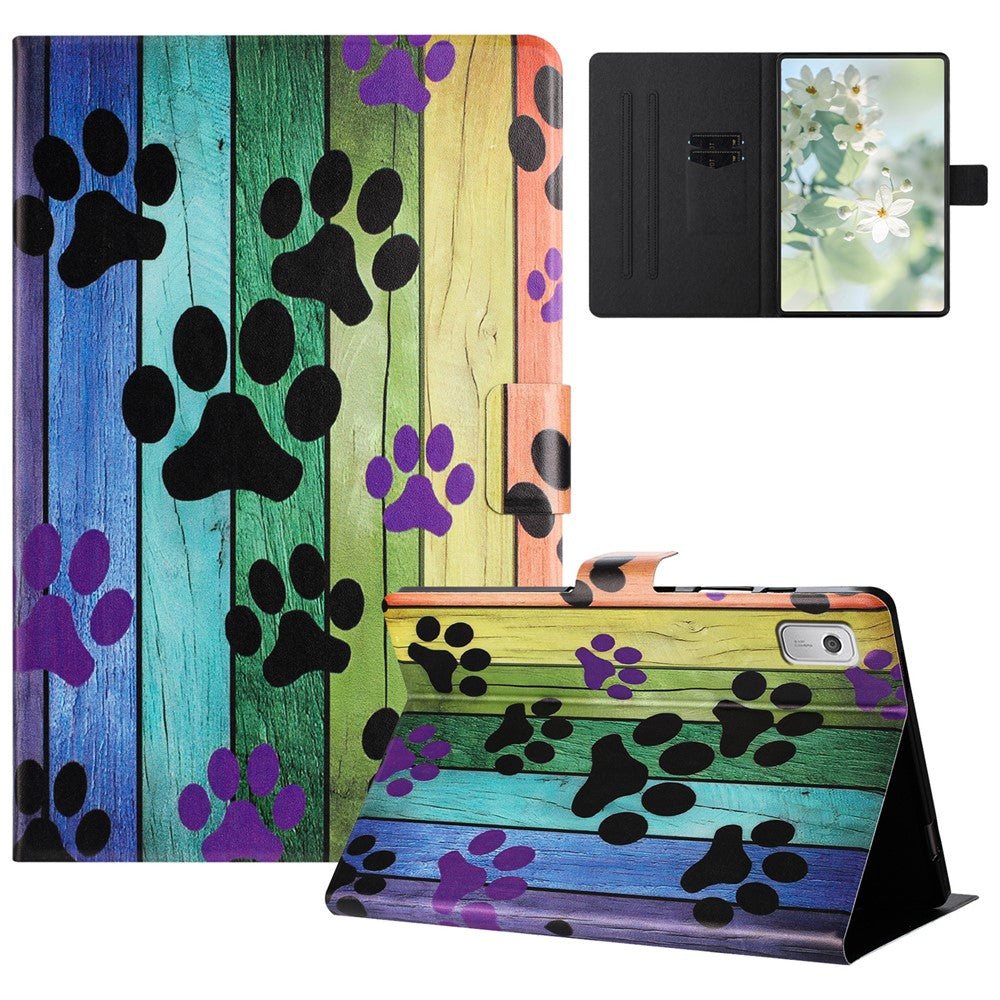 For Lenovo Tab M9 TB-310FU Case Pattern Printed Stand Litchi Texture Leather Tablet Cover with Card Slots