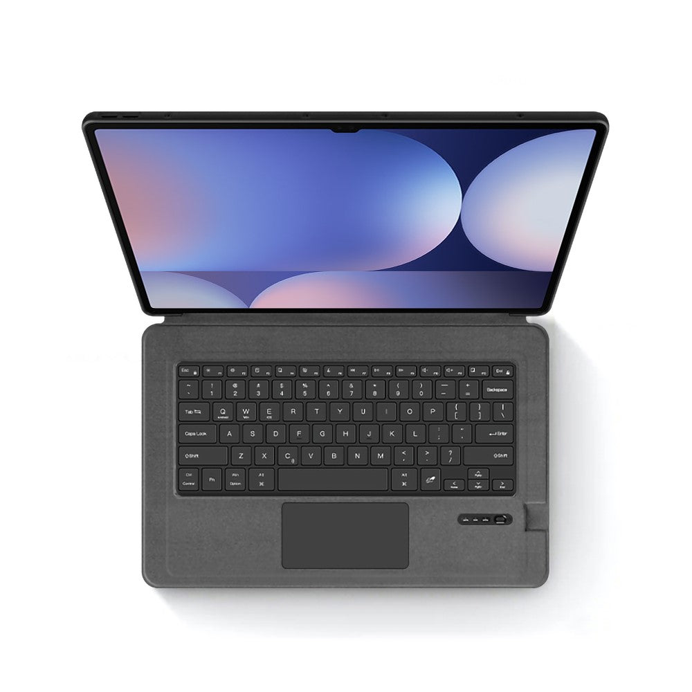 For Samsung Galaxy Tab S10 Ultra / S9 Ultra / S8 Ultra Leather Case + Touchpad Bluetooth-Compatible Keyboard (without Backlit)
