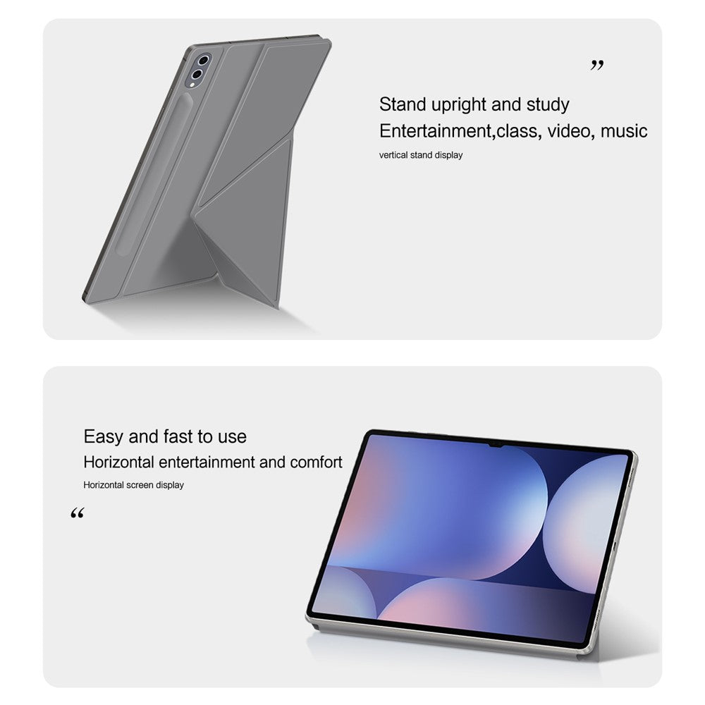 Til Samsung Galaxy Tab S10 Ultra / S9 Ultra Cover Origami Stativ PU-læder Magnetisk Tablet Cover