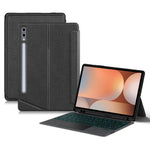 Til Samsung Galaxy Tab S10+ / S9+ læderetui + Bluetooth-kompatibelt tastatur med baggrundsbelyst touchpad