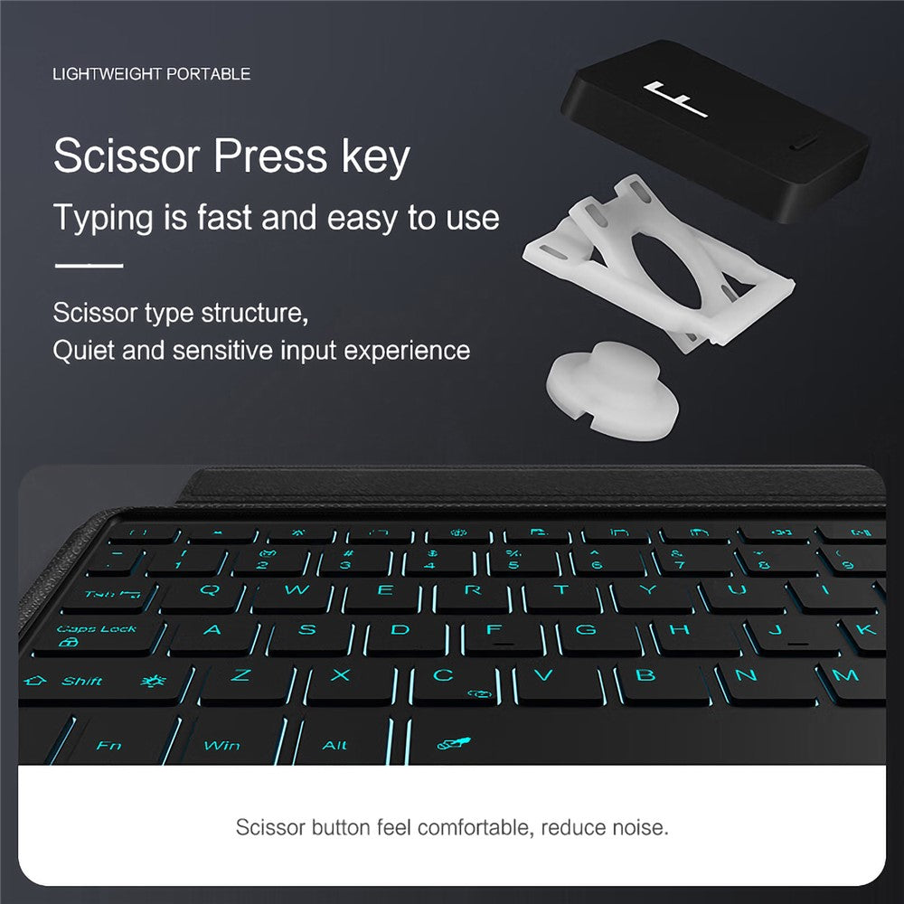 Til Samsung Galaxy Tab S10+ / S9+ læderetui + Bluetooth-kompatibelt tastatur med baggrundsbelyst touchpad