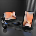 Til Samsung Galaxy Tab S10+ / S9+ læderetui + Bluetooth-kompatibelt tastatur med baggrundsbelyst touchpad