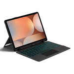 Til Samsung Galaxy Tab S10+ / S9+ læderetui + Bluetooth-kompatibelt tastatur med baggrundsbelyst touchpad